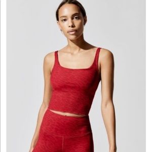 Carbon38 Red leopard ribbed tank small